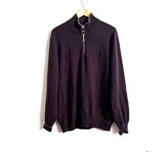 Brunello Cucinelli Men’s Gray 100% Cashmere Quarter Zip Sweater